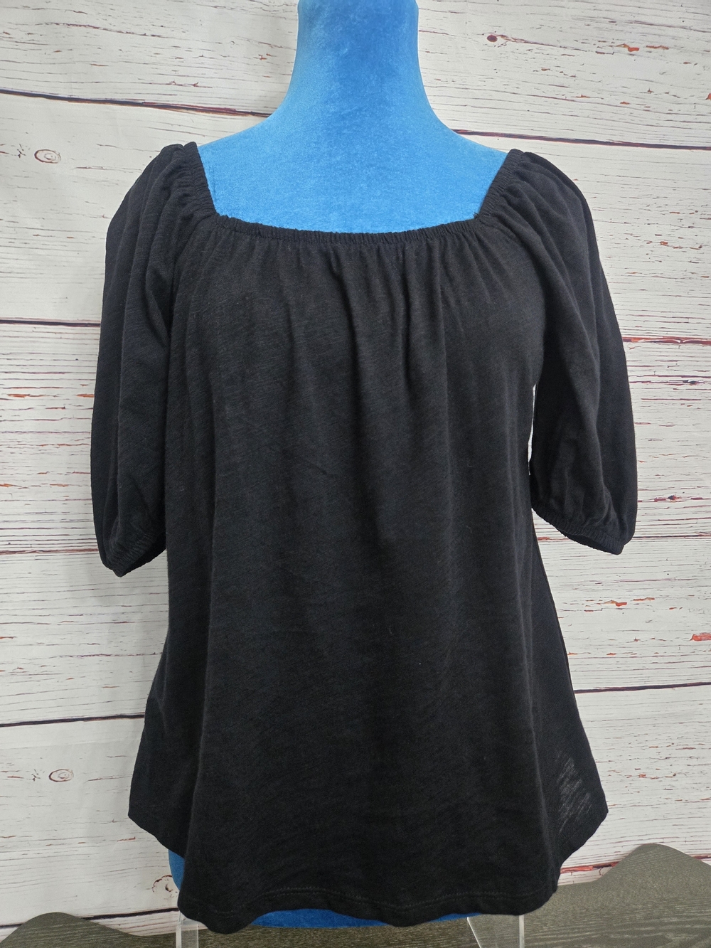 NWT Old Navy Black Square Neck Puff Sleeve Top XS Tall